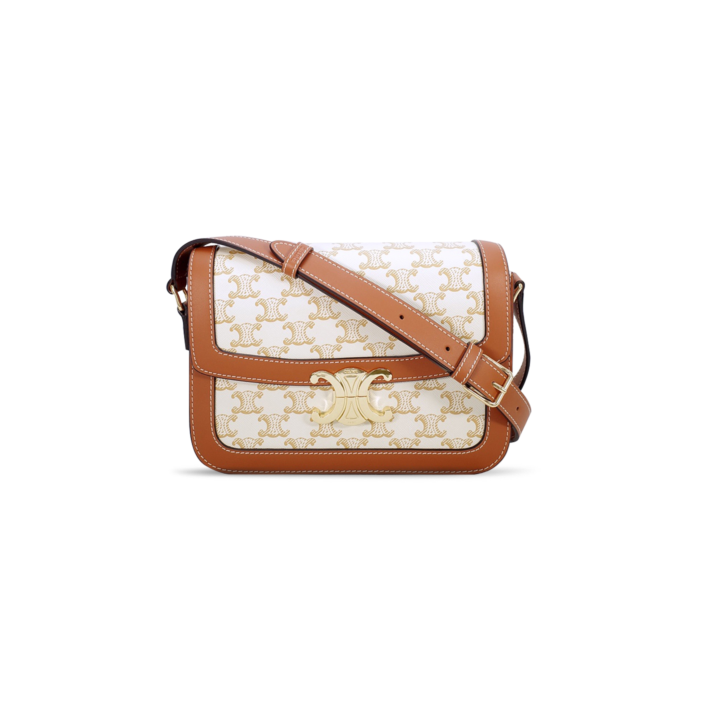 Ce**e medium teen triomphe bag in triomphe canvas and calfskin 191242bz4.01bc (22.5*16.5*7.5cm)